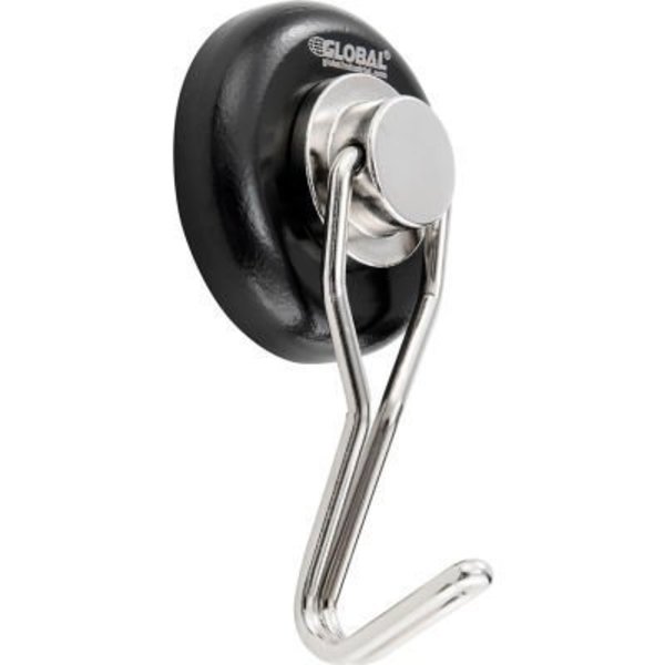 Dailymag Magnetic Tech - Ningbo Global Industrial Neodymium Swiveling Magnetic Hook, Black Powdered Coat, 65 Lbs. Pull, 6/Pack 320755